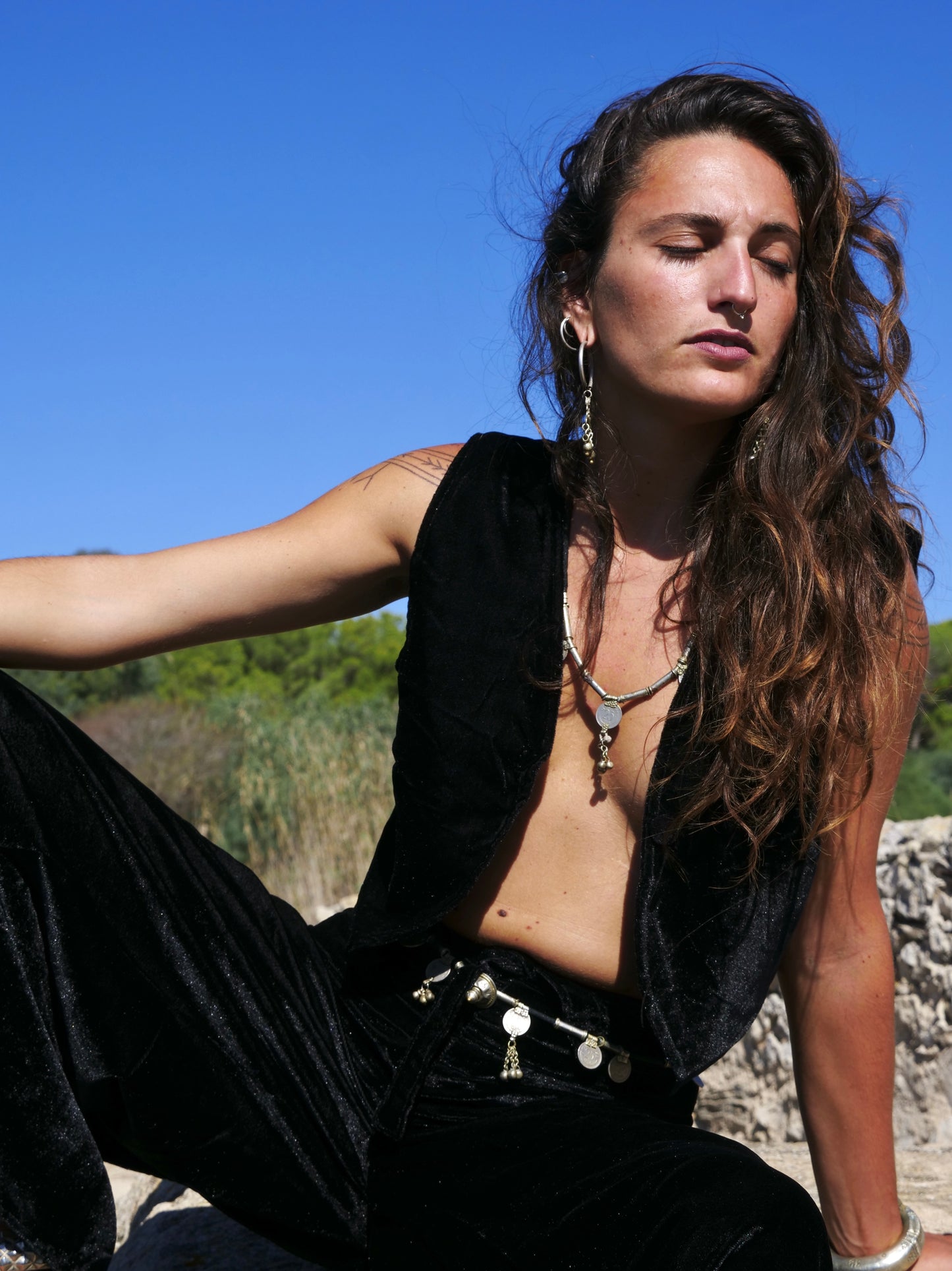 Set Pantapareo&Gilet in velluto Black