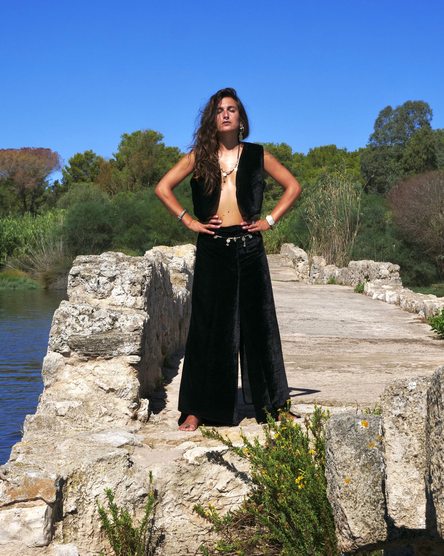 Set Pantapareo&Gilet in velluto Black