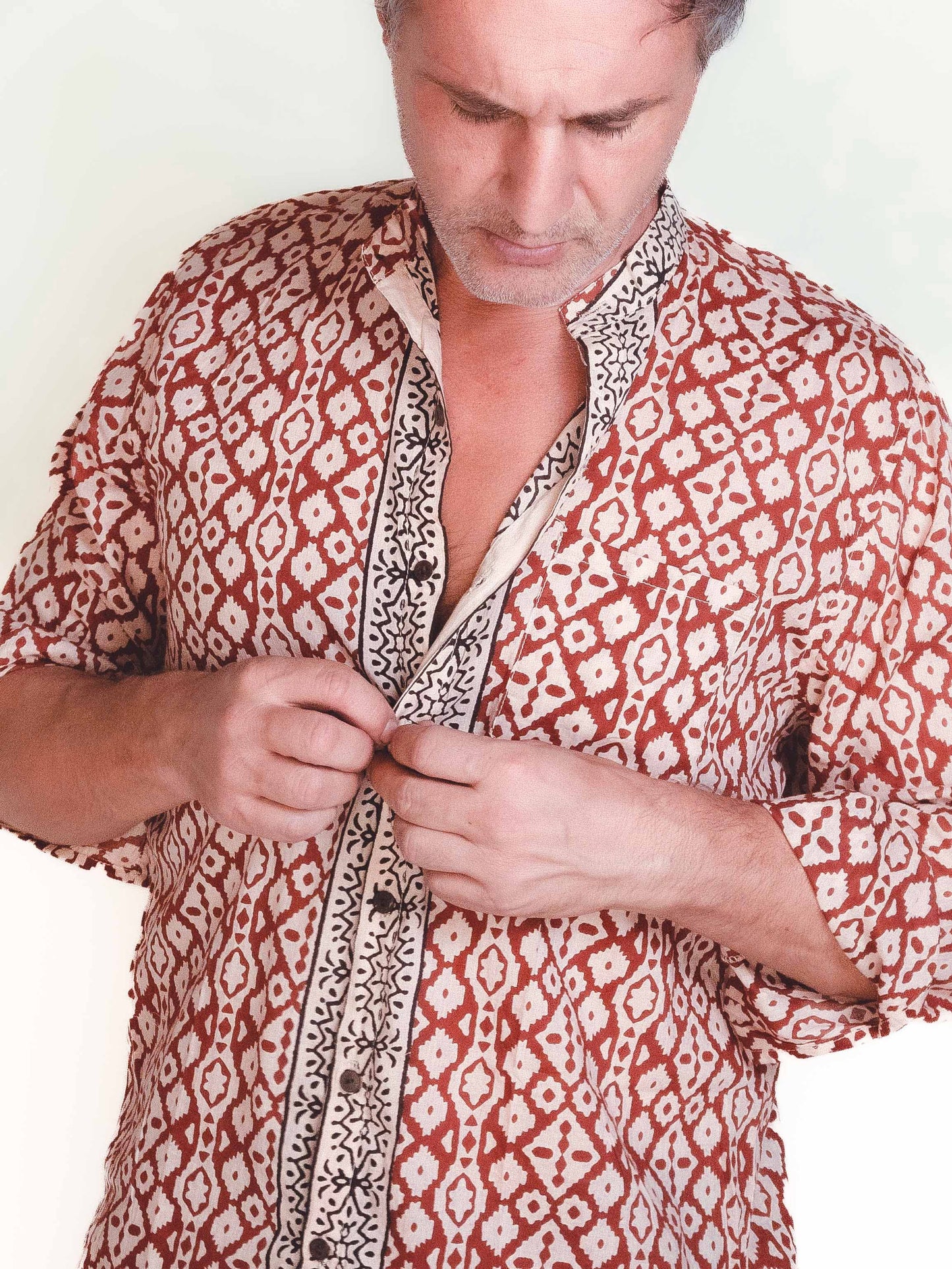 Camicia block print rossa