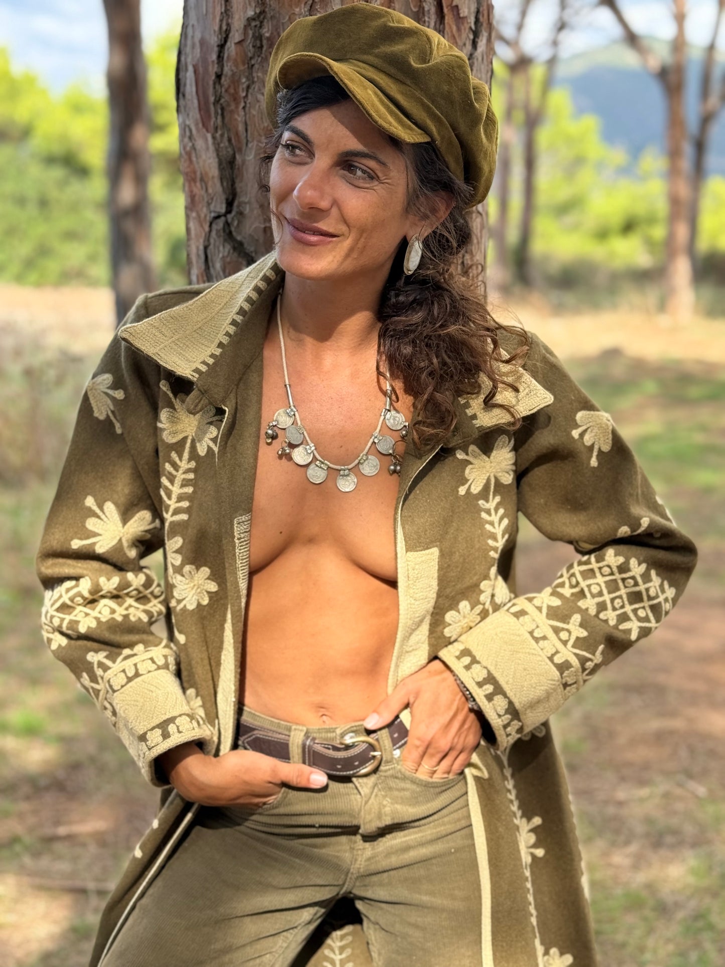 Spolverino in Lana Merino ricamato - Alpes