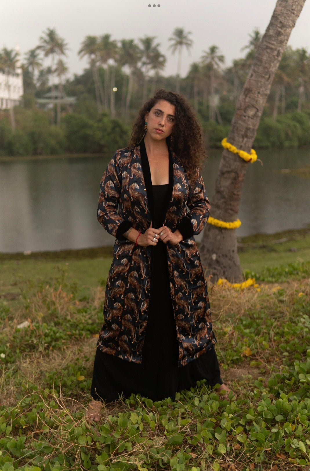 Kimono in Velluto - Black Tiger