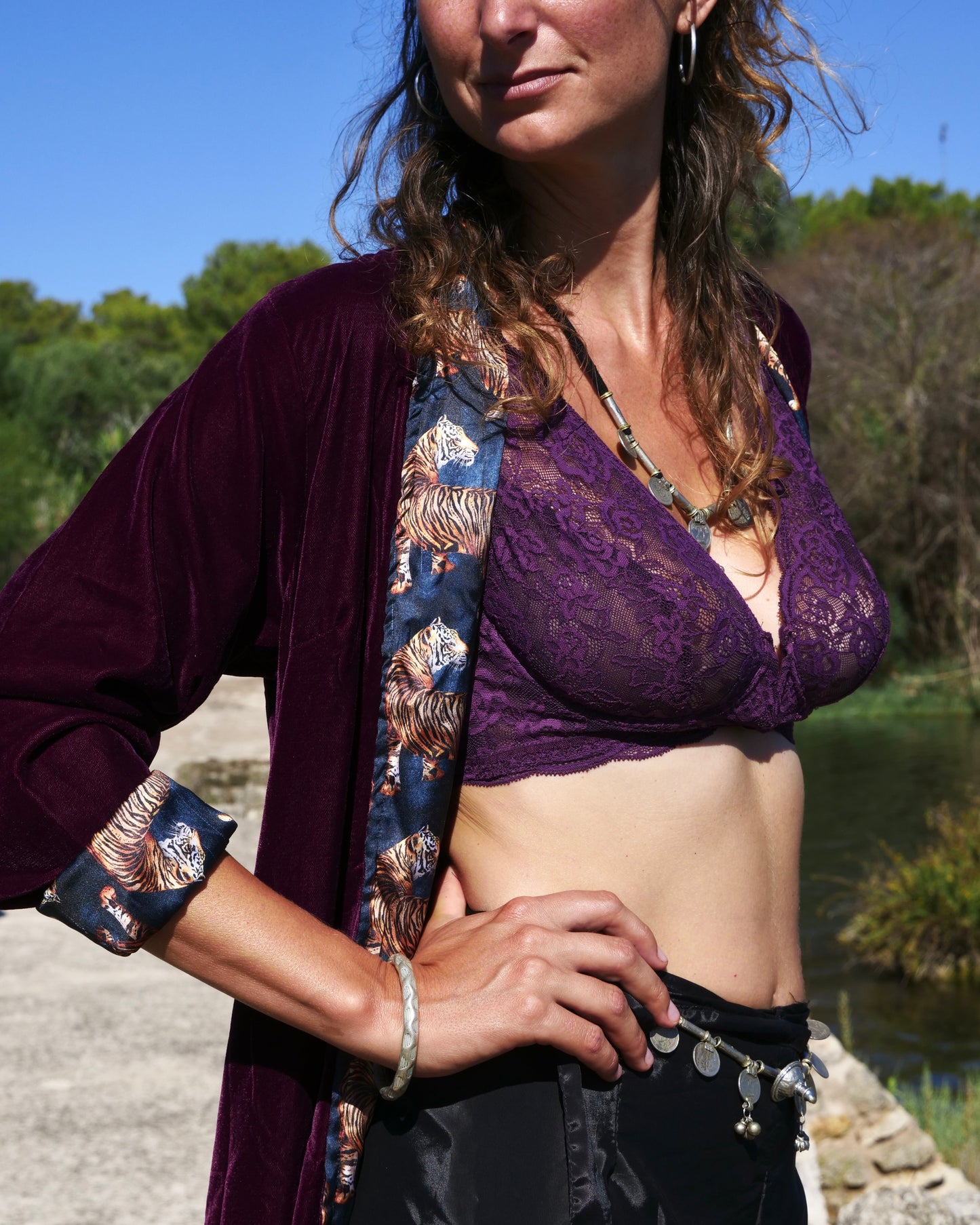 Kimono in Velluto - Purple Tiger