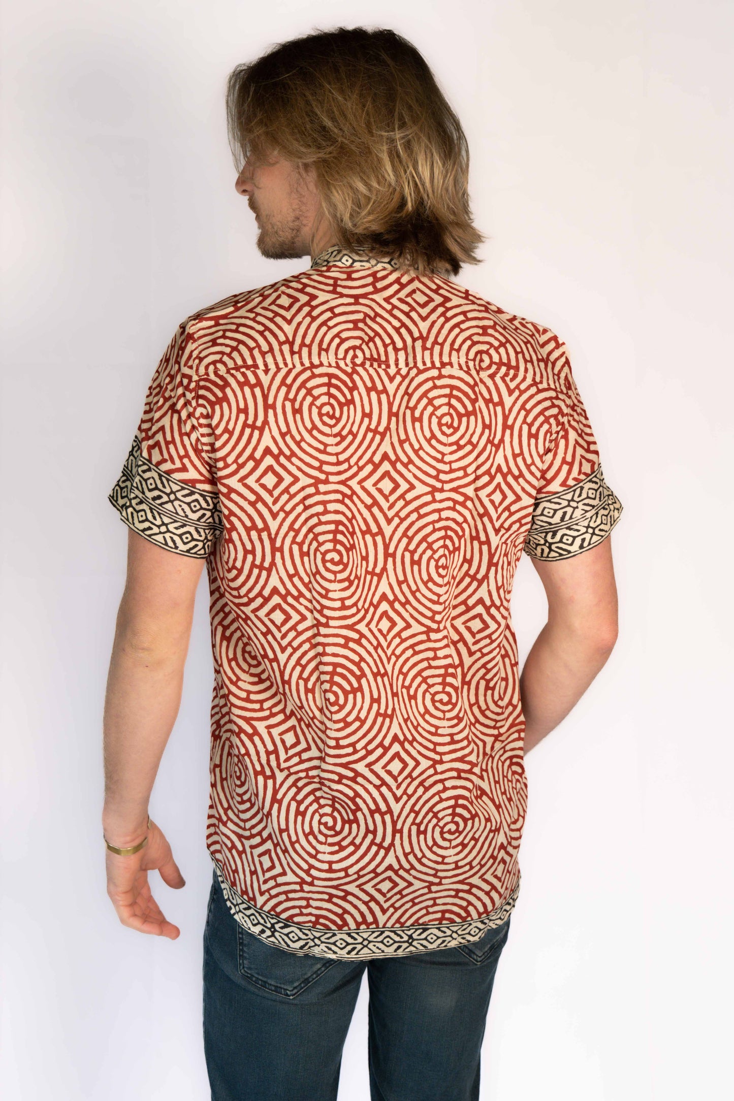 Camicia cotone block print