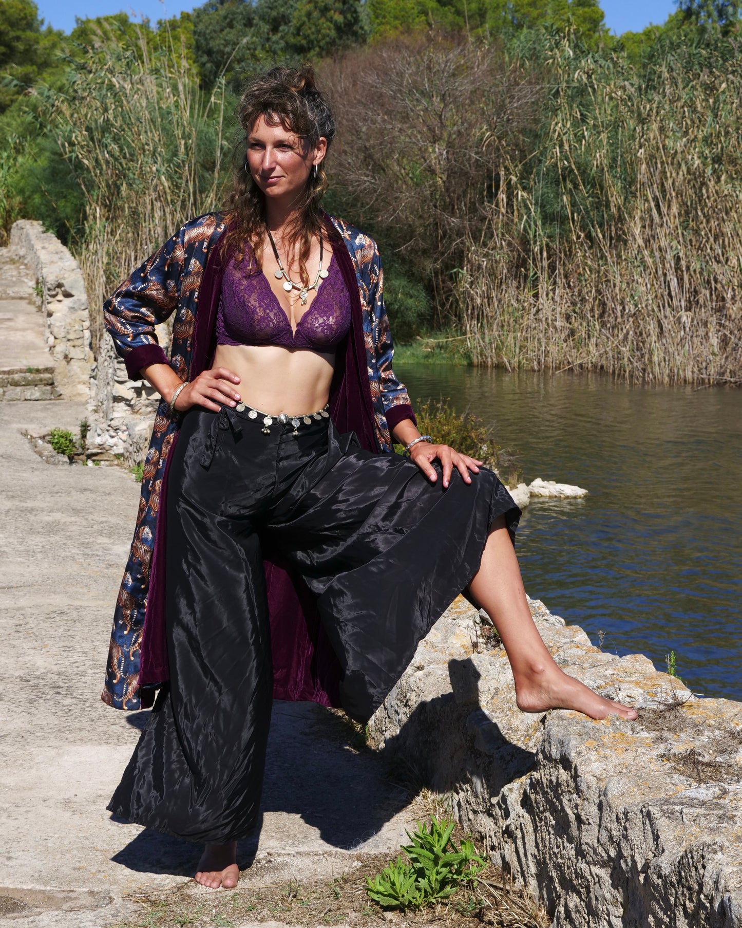 Kimono in Velluto - Purple Tiger
