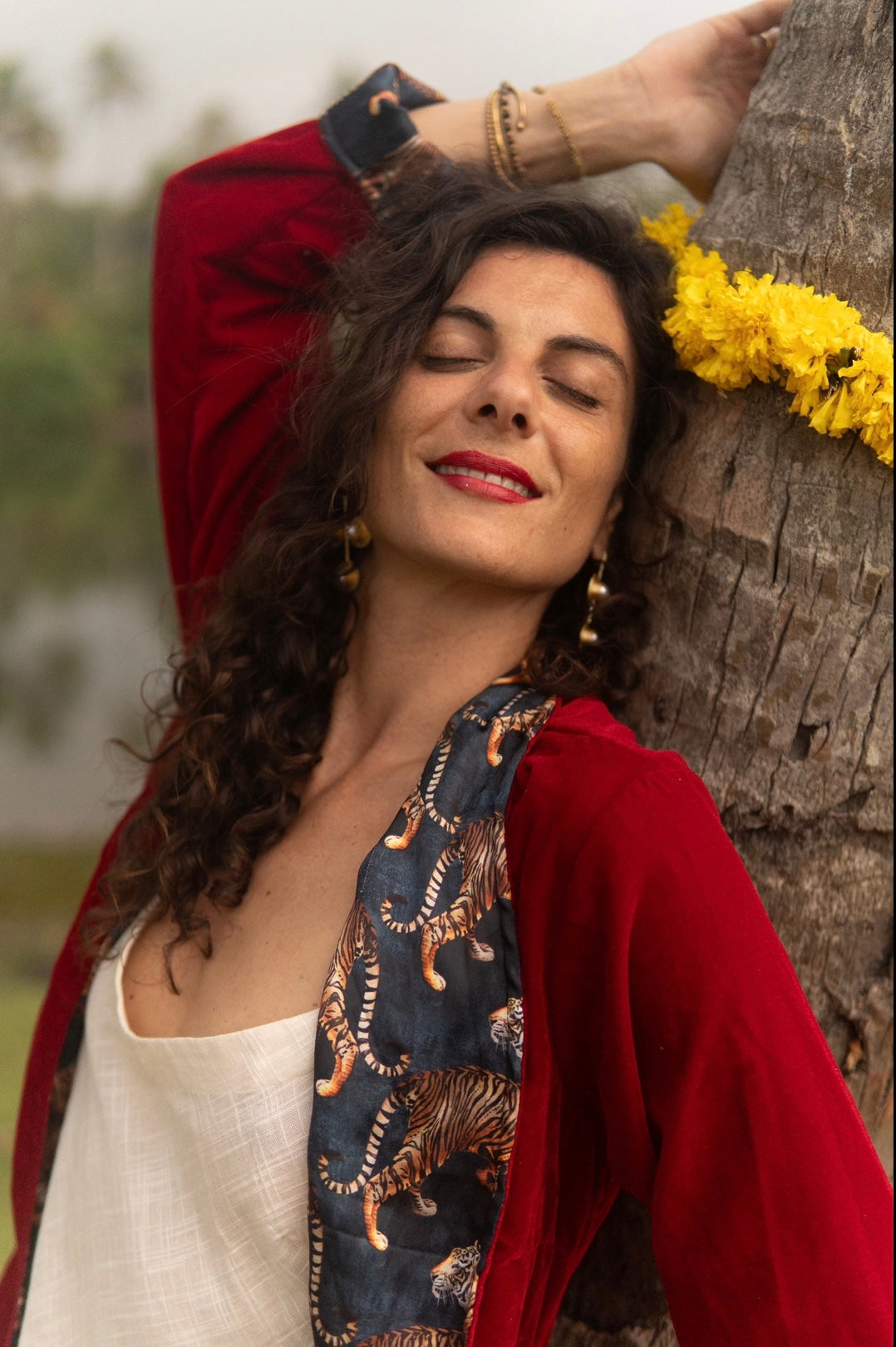 Kimono in Velluto - red Tiger