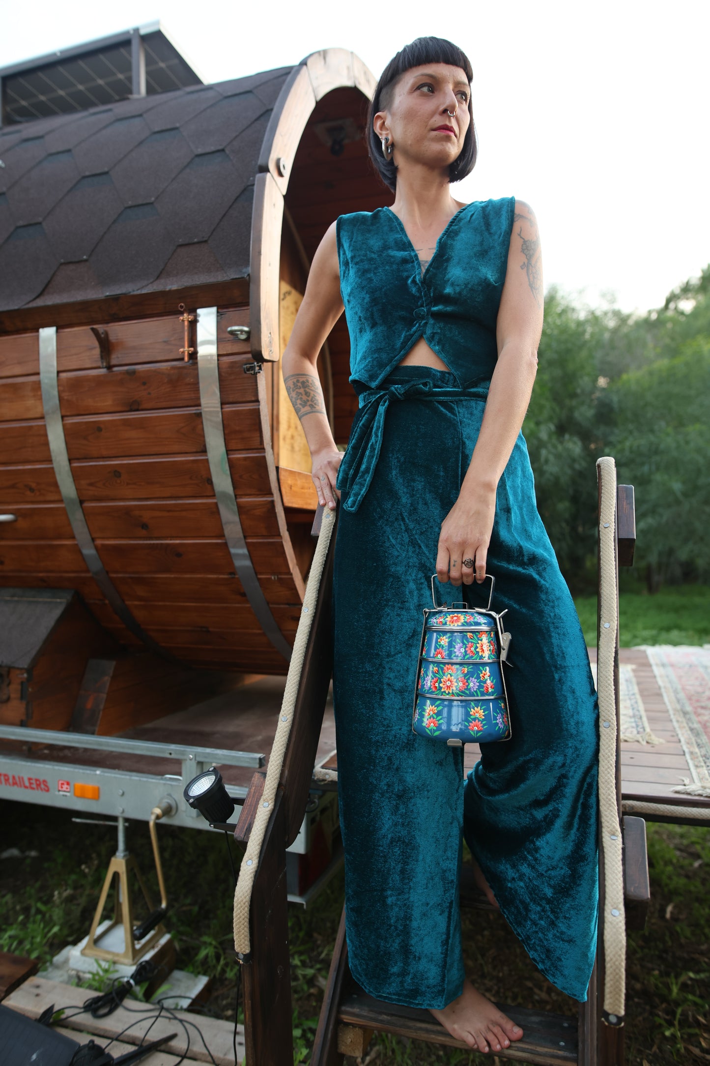 Set Pantapareo&Gilet in velluto blu