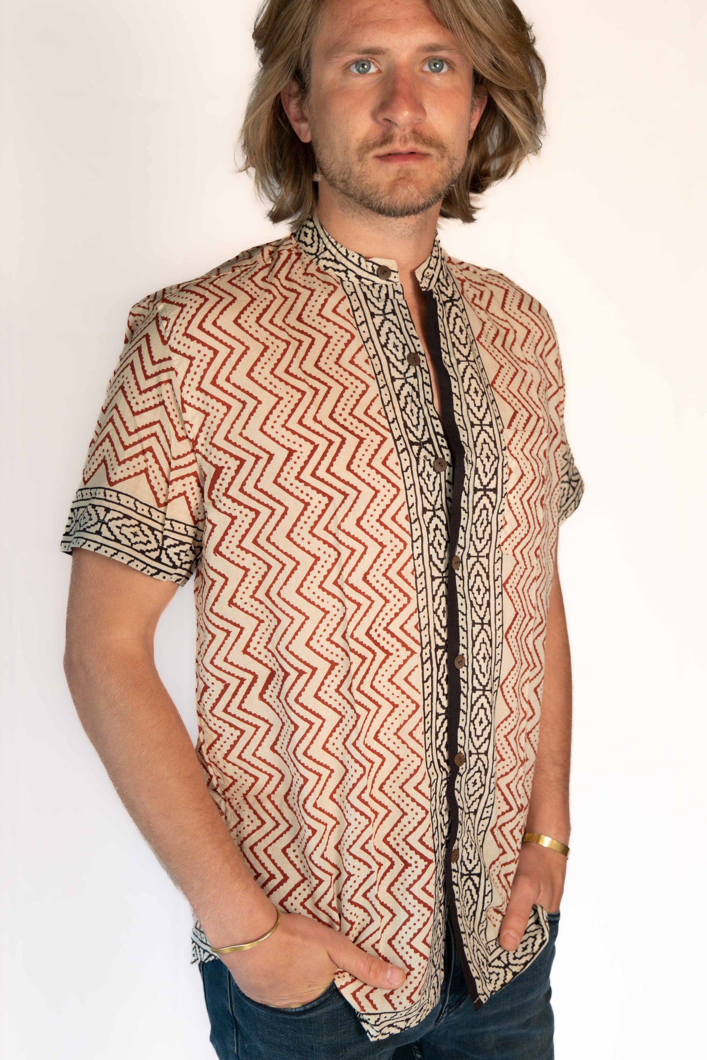 Block print cotton shirt