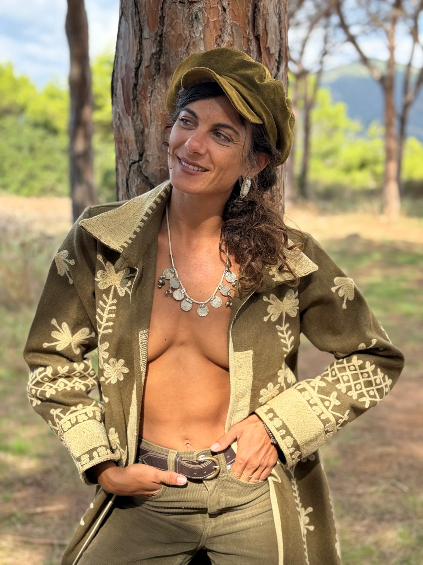 Spolverino in Lana Merino ricamato - Alpes