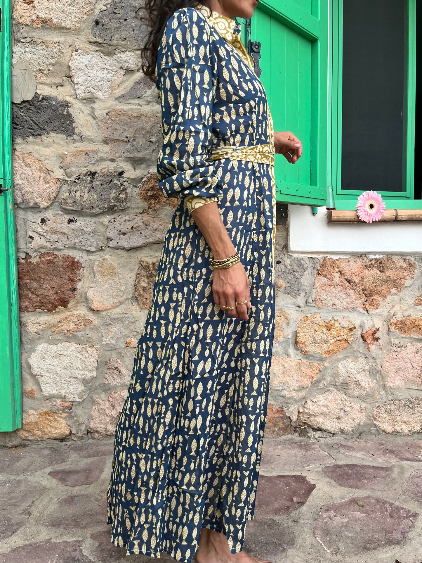 Chemisier in cotone blu