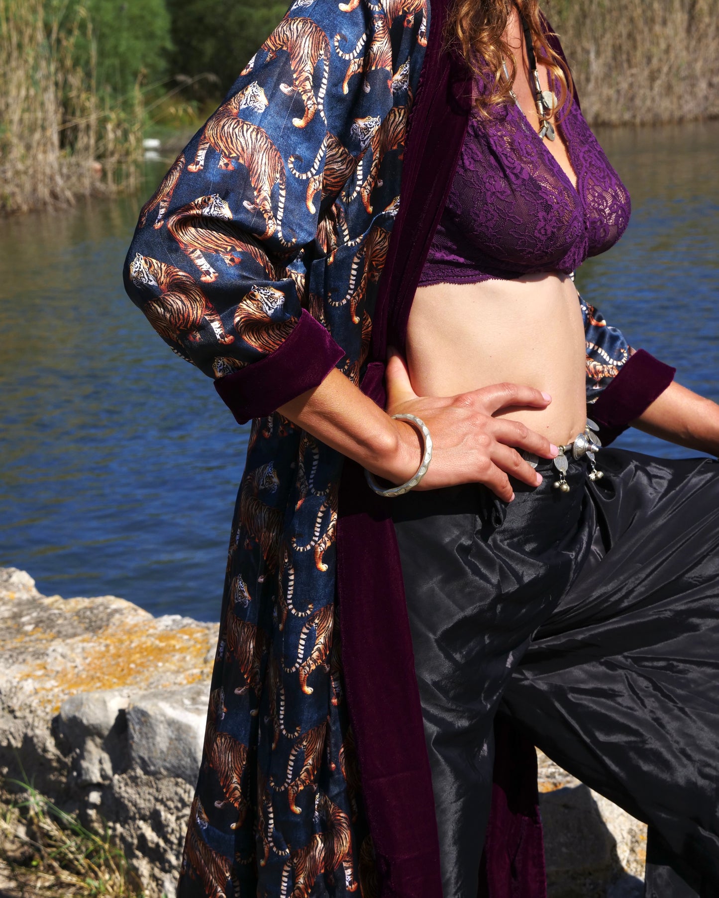 Kimono in Velluto - Purple Tiger