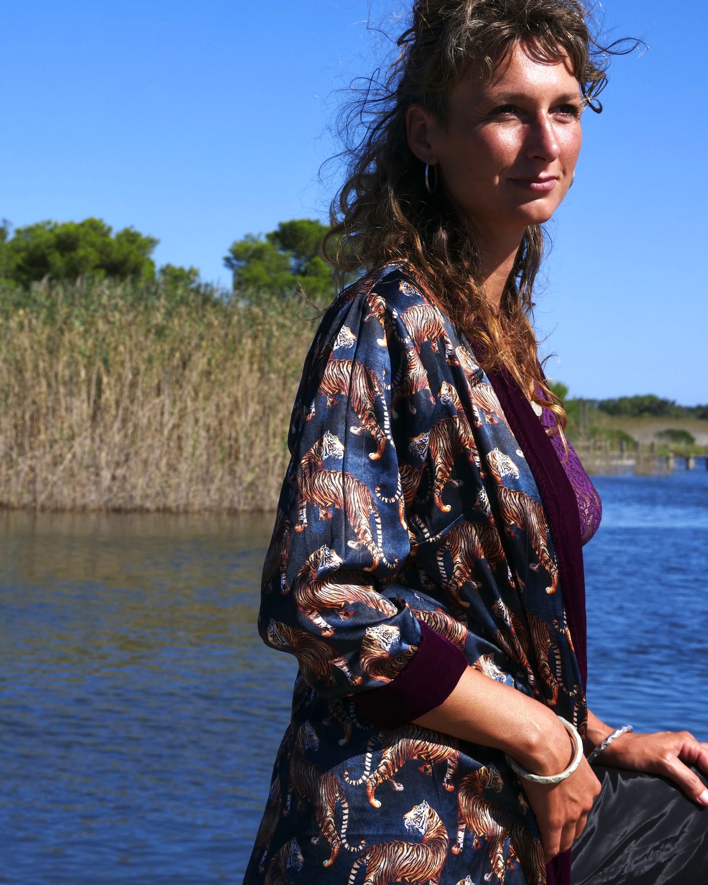 Kimono in Velluto - Purple Tiger