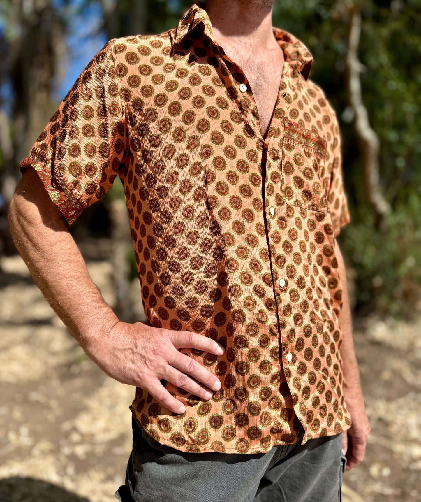 Camicia Salmon Rose - seta indiana L