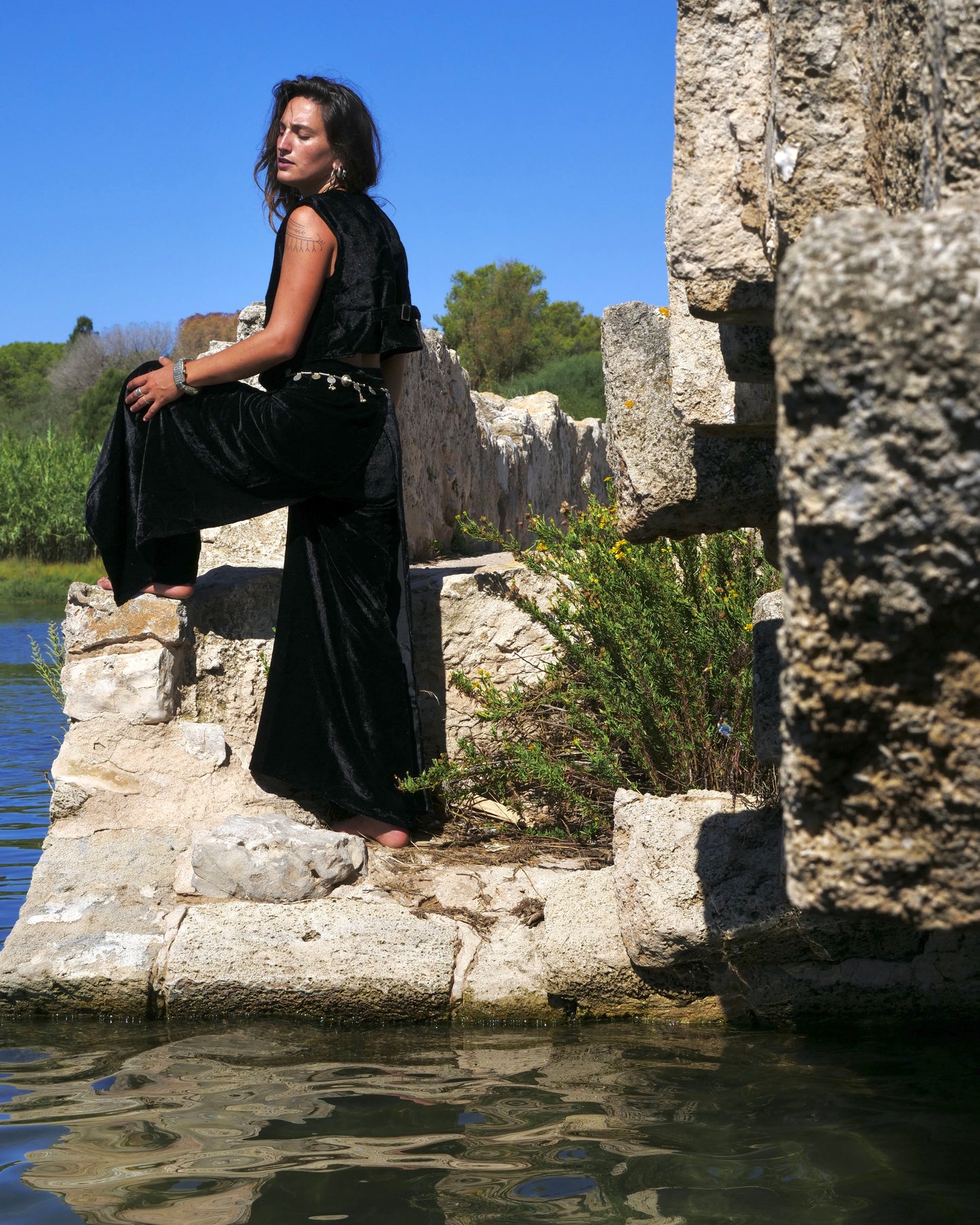 Set Pantapareo&Gilet in velluto Black