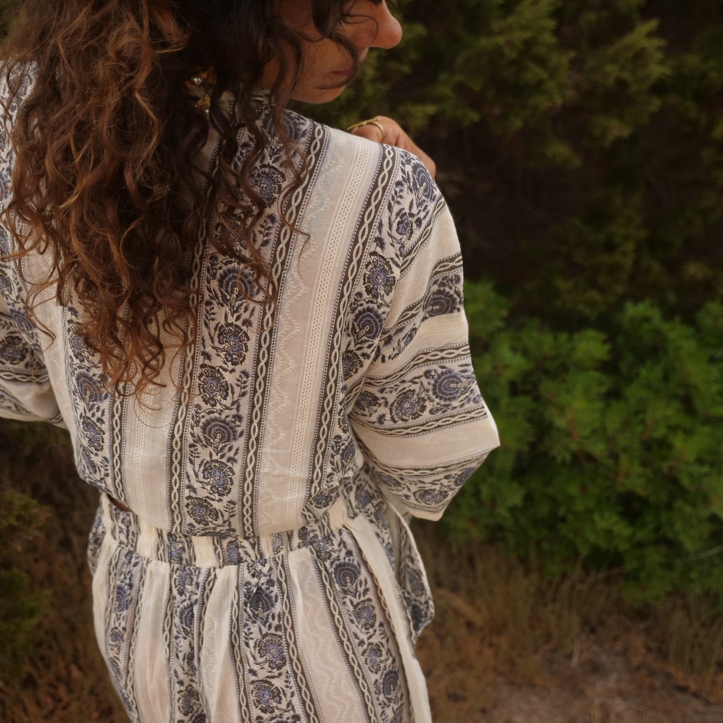 Bermuda in cotone -pantaloncino blockprint