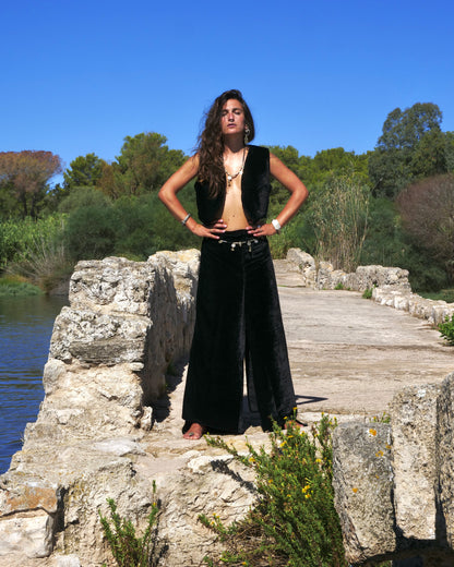 Set Pantapareo&Gilet in velluto Black