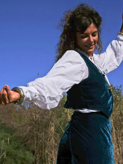 Set Pantapareo&Gilet in velluto Rama Green