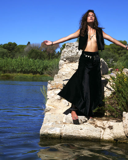 Set Pantapareo&Gilet in velluto Black