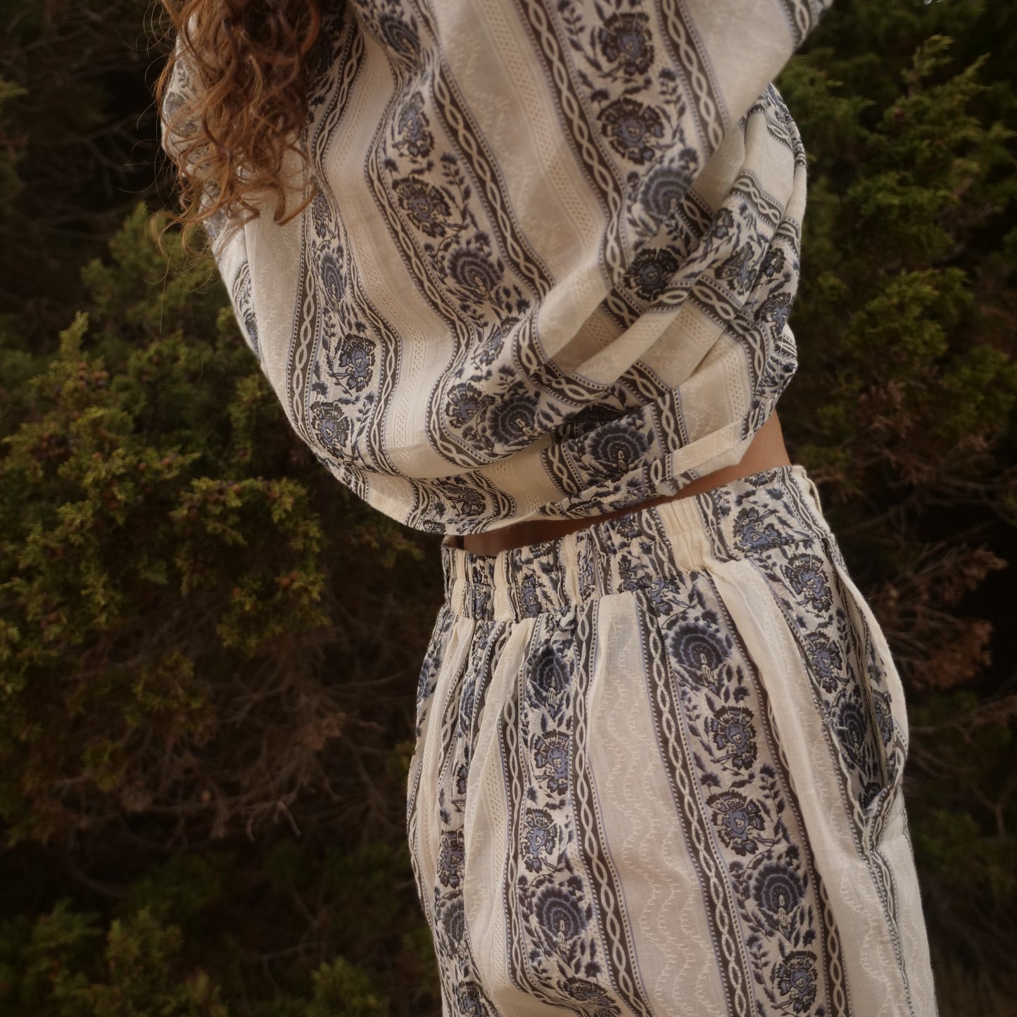 Bermuda in cotone -pantaloncino blockprint