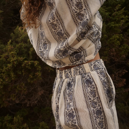 Bermuda in cotone -pantaloncino blockprint