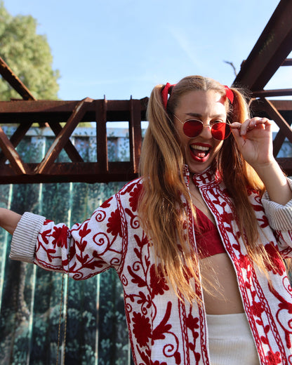 Giacca in velluto ricamato