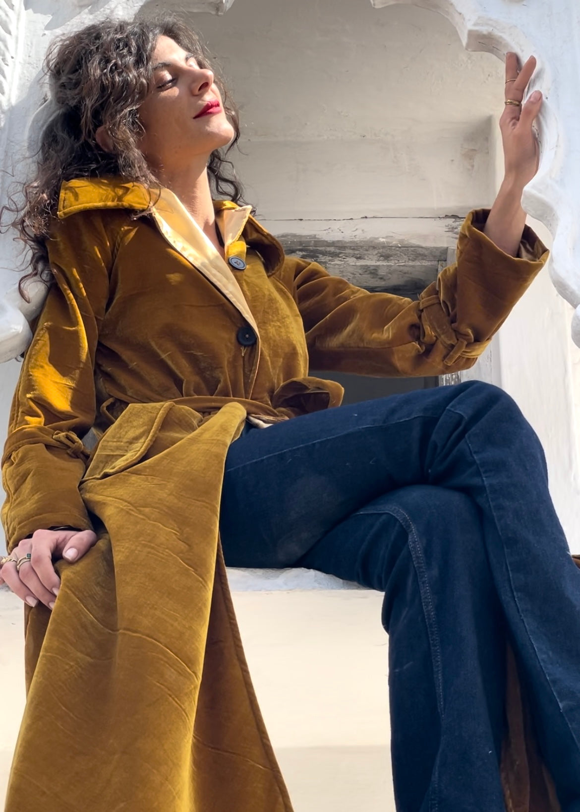 Trench in Velluto - Gold Mustard