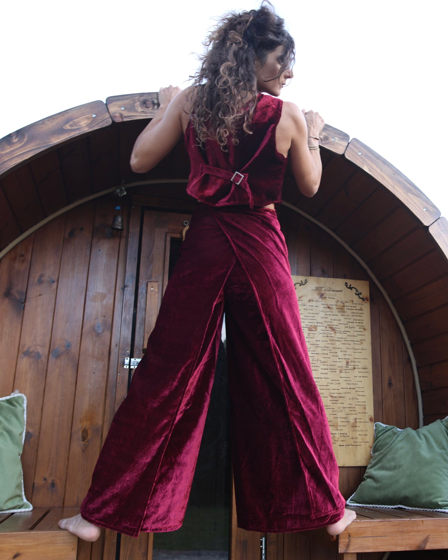 Set Pantapareo&Gilet in velluto Red Sabah