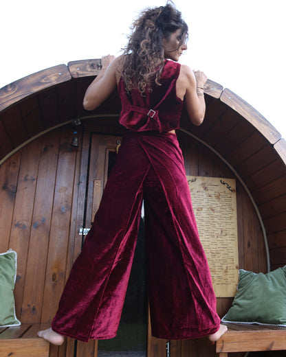 Set Pantapareo&Gilet in velluto Red Sabah