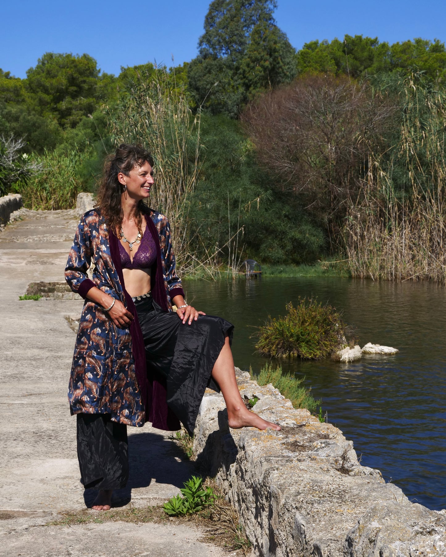 Kimono in Velluto - Purple Tiger