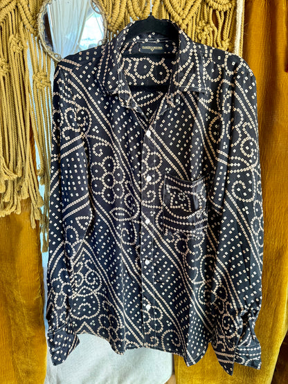 Camicia NeroCrema - seta indiana S
