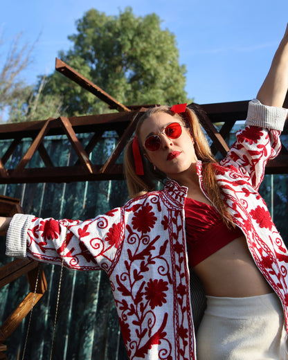 Giacca in velluto ricamato