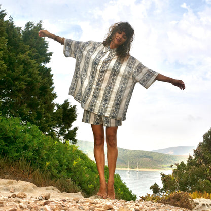 Bermuda in cotone -pantaloncino blockprint