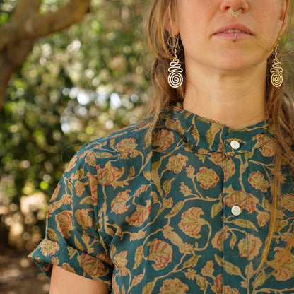 Camicia cotone manica lunga block print - Unisex