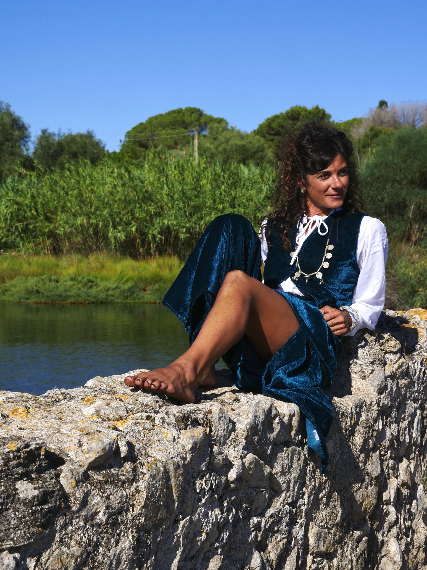 Set Pantapareo&Gilet in velluto Rama Green