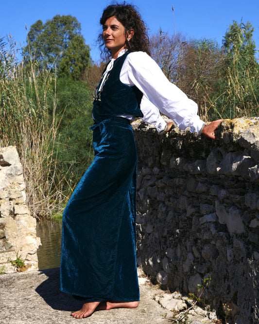 Set Pantapareo&Gilet in velluto Rama Green
