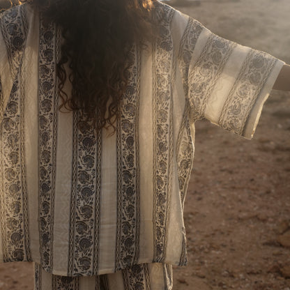 Camicia Oversize cotone block print - Unisex