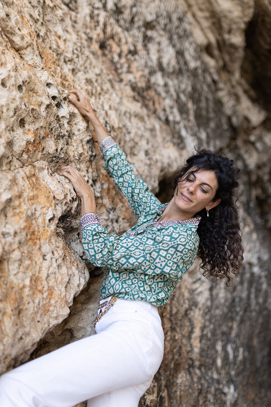 Camicia block print