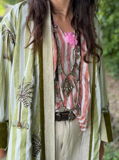 Petite Crop Velluto- Green Stripes