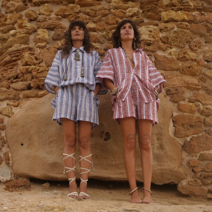 Bermuda in cotone -pantaloncino blockprint