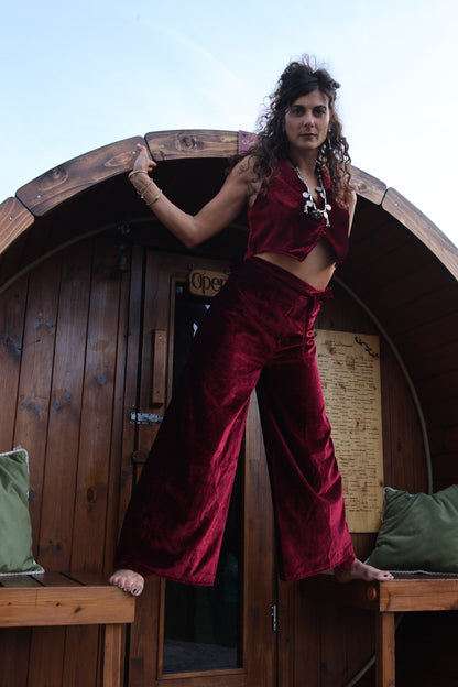 Set Pantapareo&Gilet in velluto Red Sabah