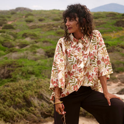 Camicia Oversize cotone block print - Unisex
