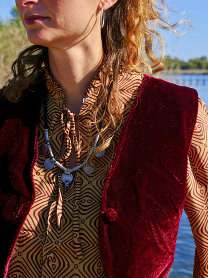 Set Pantapareo&Gilet in velluto Borgogna