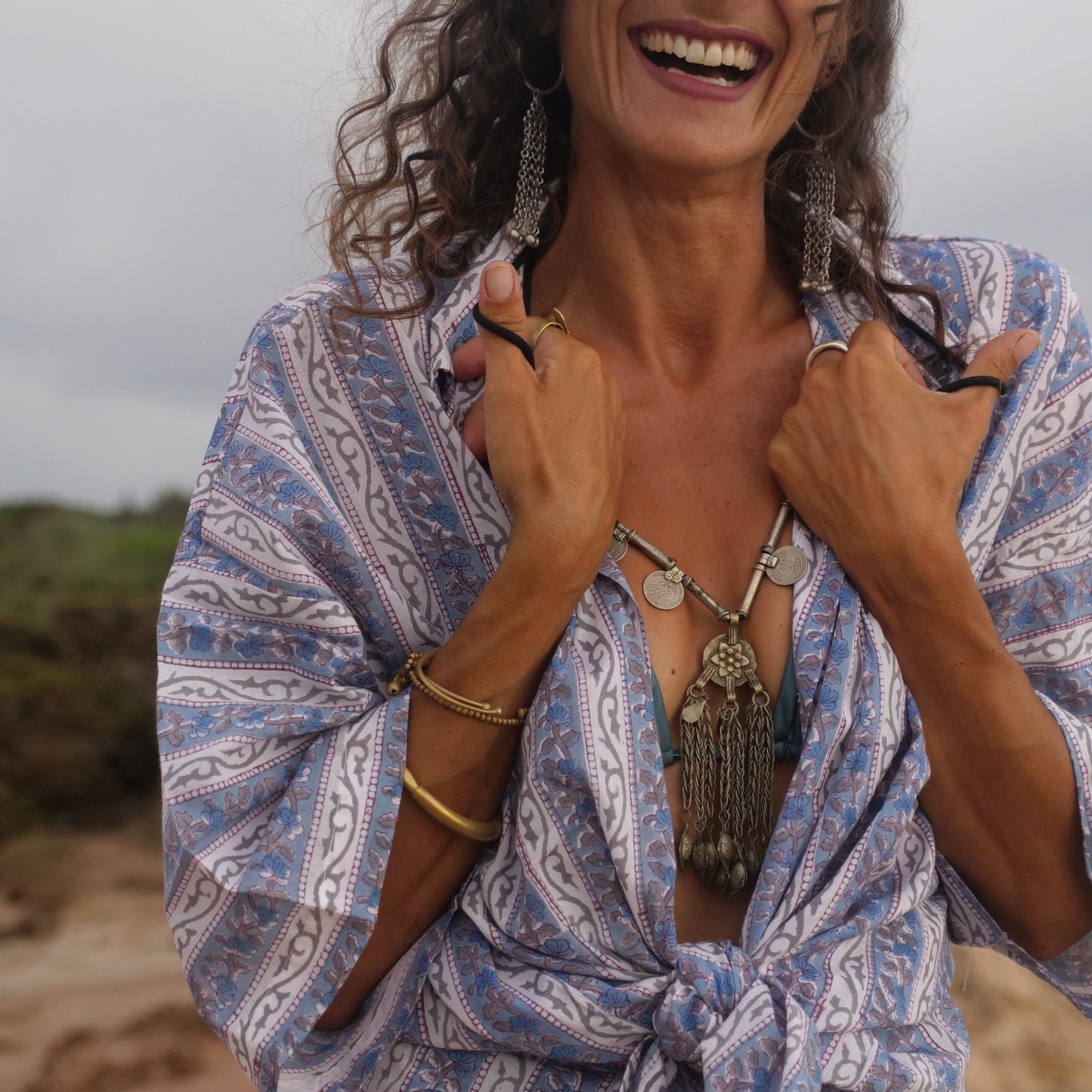 Camicia Oversize cotone block print - Unisex