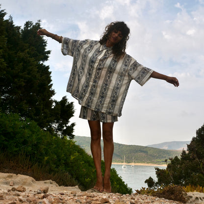 Camicia Oversize cotone block print - Unisex