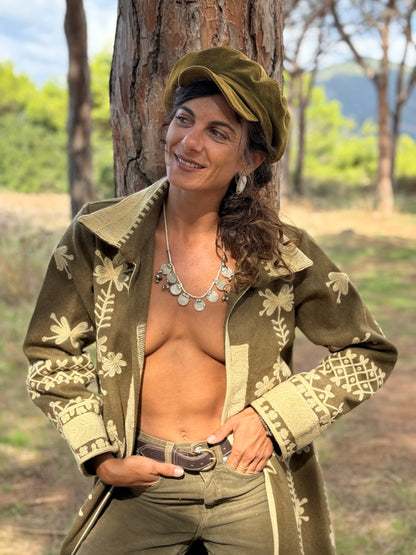 Spolverino in Lana Merino ricamato - Alpes