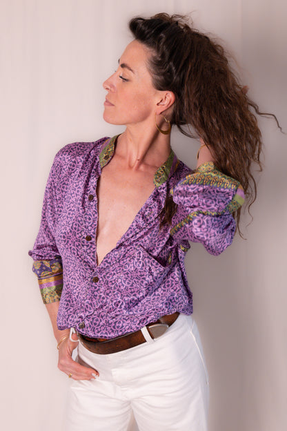 Camicia Violette - seta indiana S