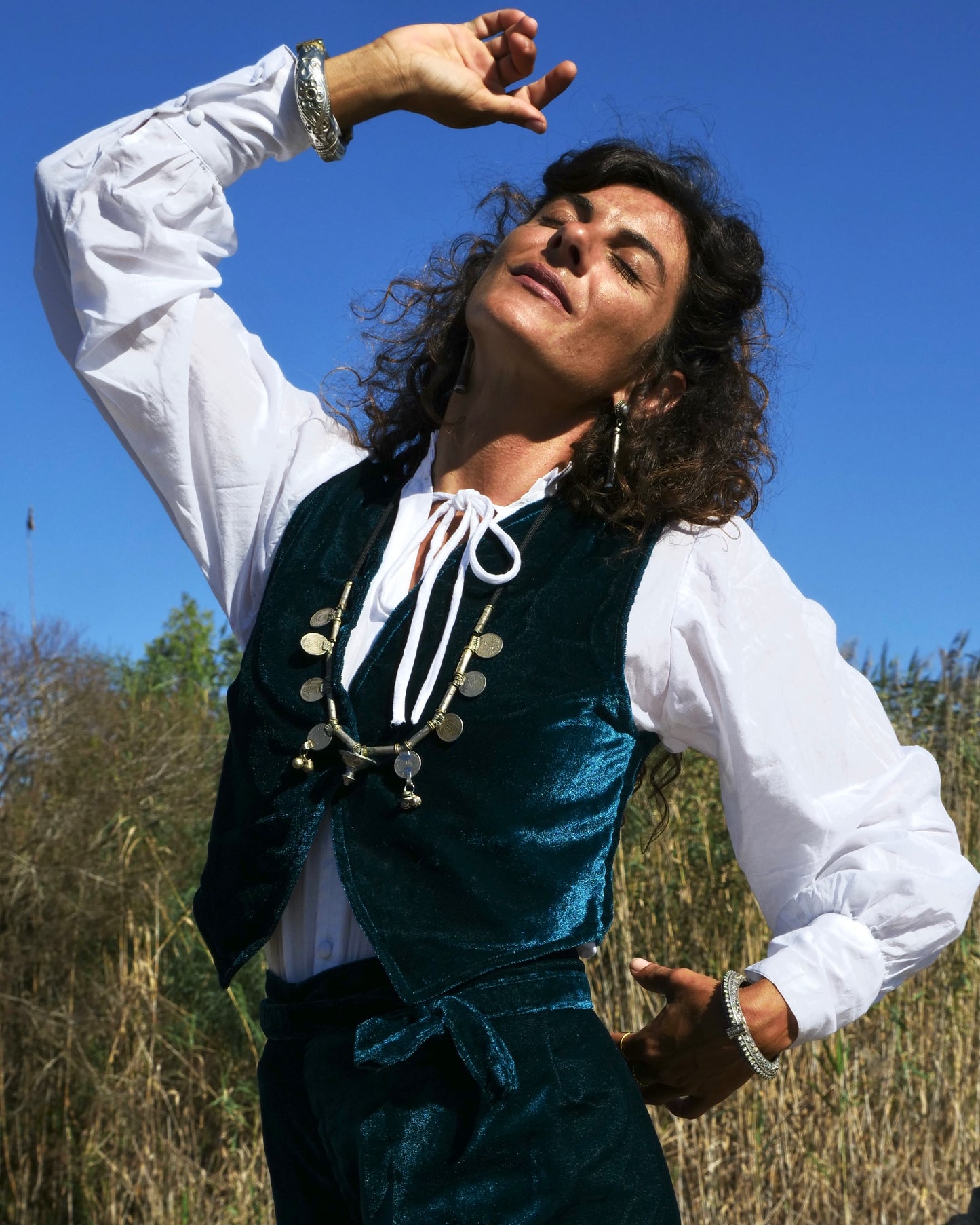 Set Pantapareo&Gilet in velluto Rama Green