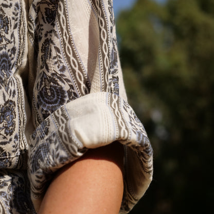 Camicia a righe cotone block print - Unisex