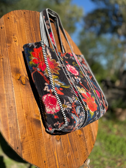 Borsa in velluto Floreale