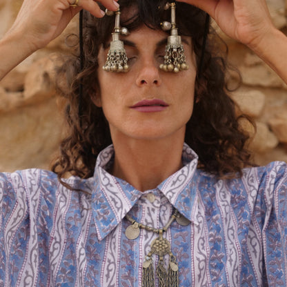 Camicia Oversize cotone block print - Unisex