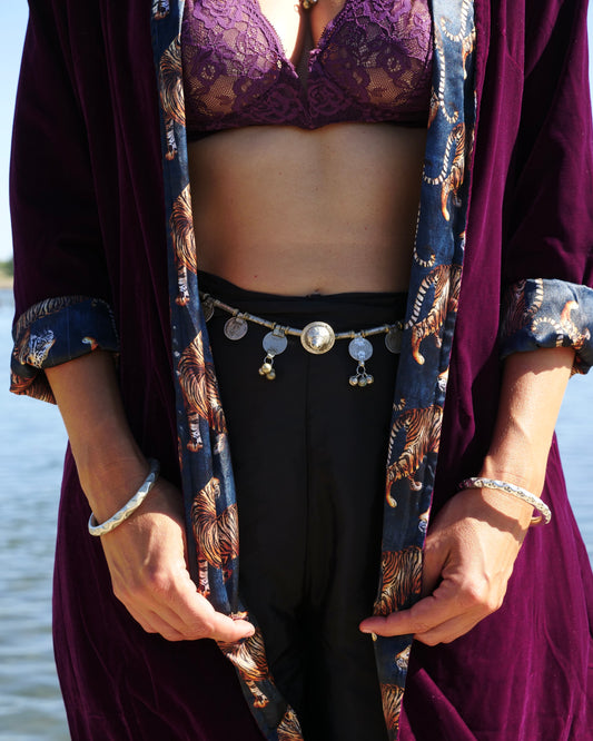 Kimono in Velluto - Purple Tiger